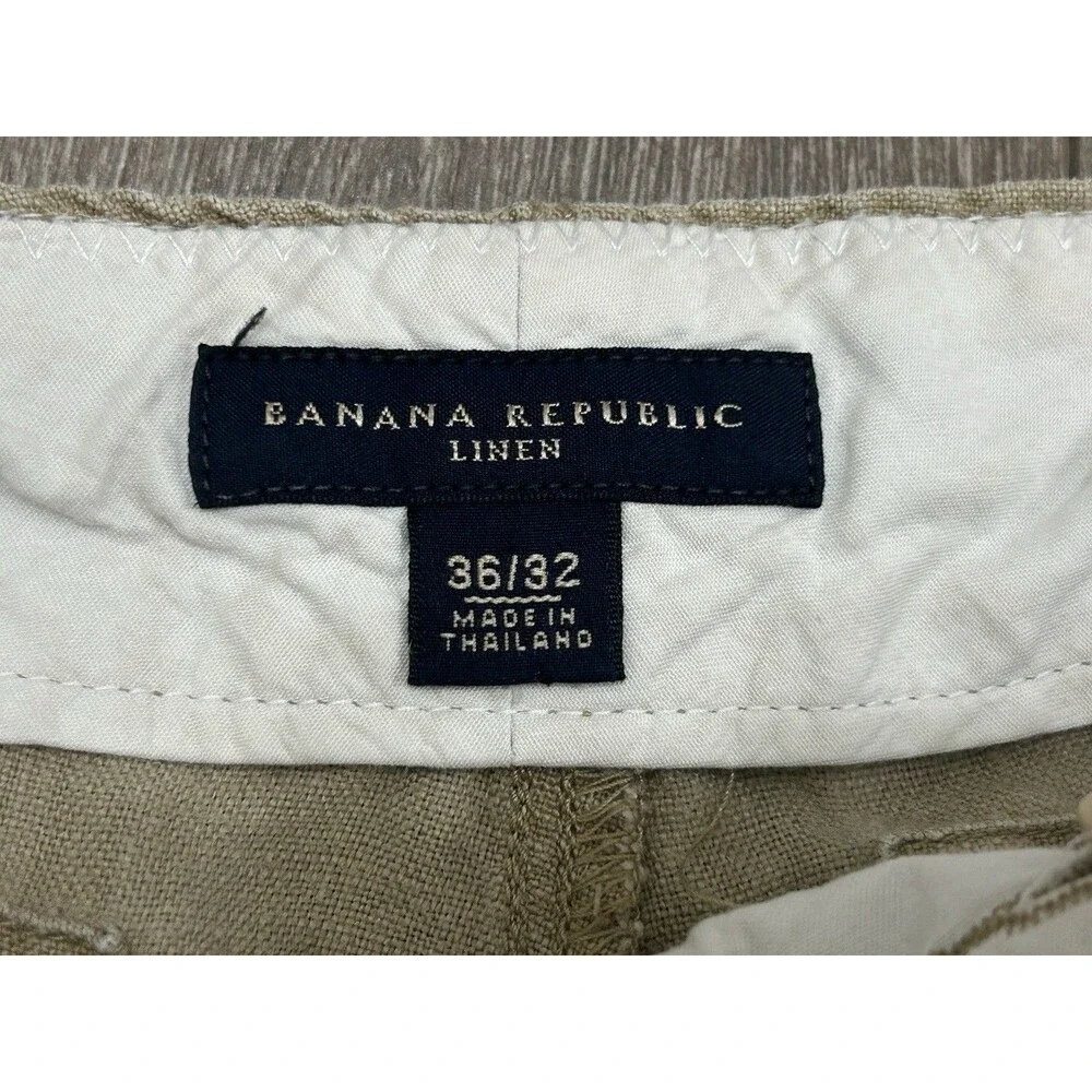 Vintage Banana Republic 100% Linen Pants Men’s 36 X 30 Beige Drawstring Y2K